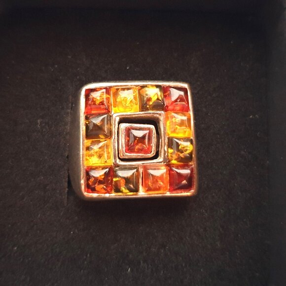 BOLD Baltic AMBER 925 Sterling Silver Cocktail Ring - Picture 1 of 11